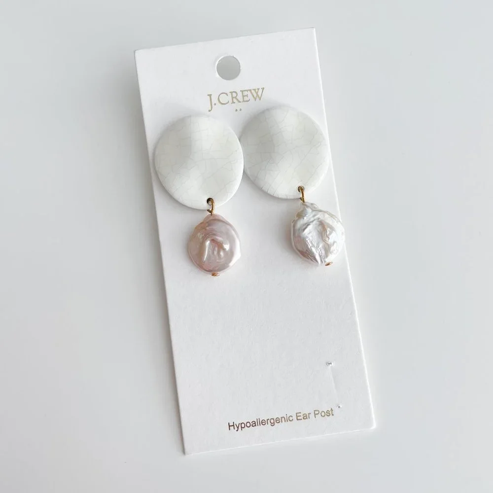 J. Crew Freshwater Pearl Disc Drop Earrings
